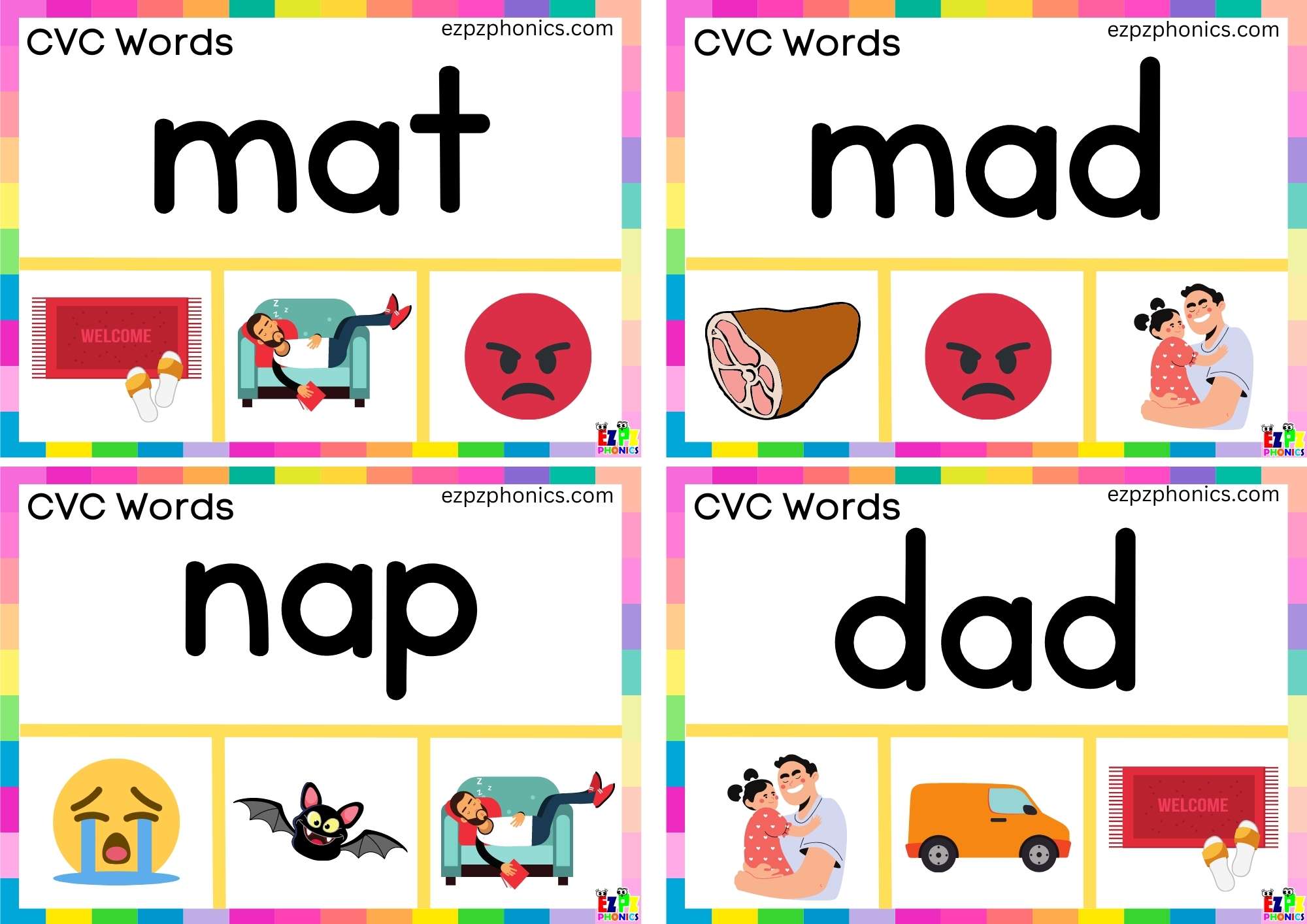 Short a Vowel CVC words Read the word and clip the image Set 2